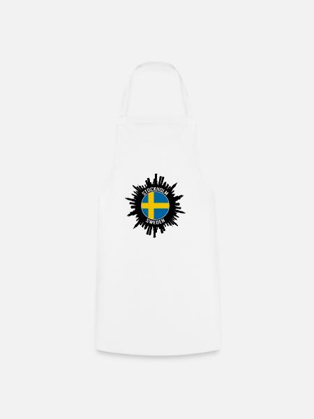 Stockholm Skyline Schweden Flagge Reisesouvenir - Kochschürze - Weiß