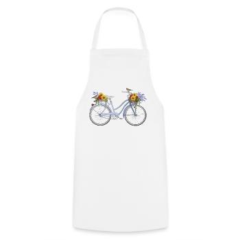 Fahrrad mit Lavendel - Kochschürze - Weiß - Vorne - AI Model Male 185 dark (185cm)