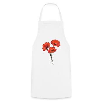 Trio von Mohnblumen - Kochschürze - Weiß - Vorne - AI Model Male 185 dark (185cm)