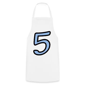 5. 5 JAHRE. 5-JÄHRIGES JUBILÄUM. 5-JÄHRIGES JUBILÄUM. 5. - Kochschürze - Weiß - Vorne - AI Model Male 185 dark (185cm)