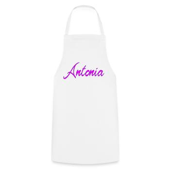 Antonia Neon Script - Kochschürze - Weiß - Vorne - AI Model Male 185 dark (185cm)