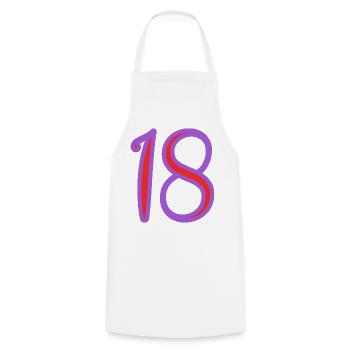 18. 18 YEARS OLD. 18th ANNIVERSARY. BIRTHDAY 18 YEARS. - Cooking Apron - white - Front - AI Model Male 185 dark (185cm)