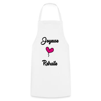 RETRAITE. BONNE RETRAITE. JOYEUSE RETRAITE - Tablier de cuisine - blanc - Devant - AI Model Male 185 dark (185cm)