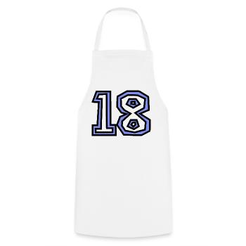 18. 18 YEARS OLD. 18th ANNIVERSARY. BIRTHDAY 18 YEARS. - Cooking Apron - white - Front - AI Model Male 185 dark (185cm)