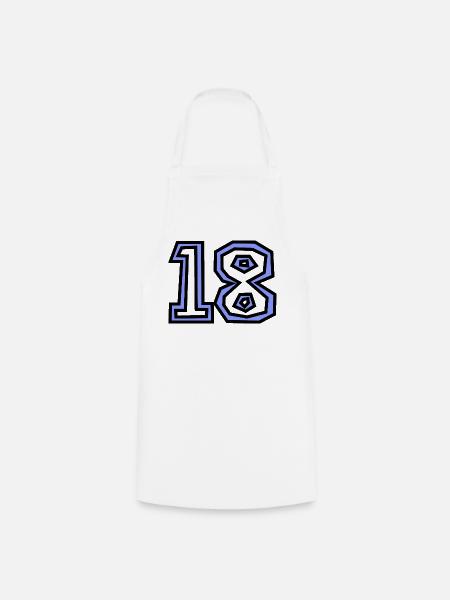 18. 18 ANS. 18e ANNIVERSAIRE. ANNIVERSAIRE 18 ANS. - Tablier de cuisine - blanc