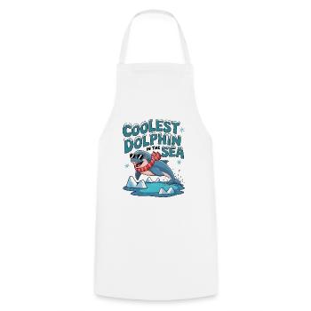 Coolest Dolphin In The Sea - Cooking Apron - white - Front - AI Model Male 185 dark (185cm)