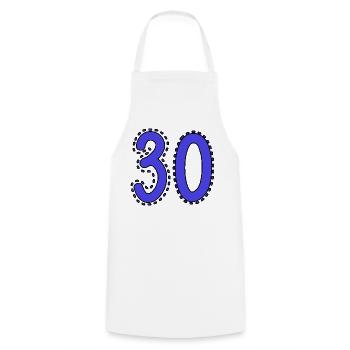 30. 30 YEARS. 30th ANNIVERSARY. 30 YEARS ANNIVERSARY. - Cooking Apron - white - Front - AI Model Male 185 dark (185cm)