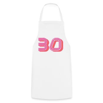30. 30 YEARS. 30th ANNIVERSARY. 30 YEARS ANNIVERSARY. - Cooking Apron - white - Front - AI Model Male 185 dark (185cm)