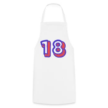 18. 18 YEARS OLD. 18th ANNIVERSARY. 18 BIRTHDAY. - Cooking Apron - white - Front - AI Model Male 185 dark (185cm)