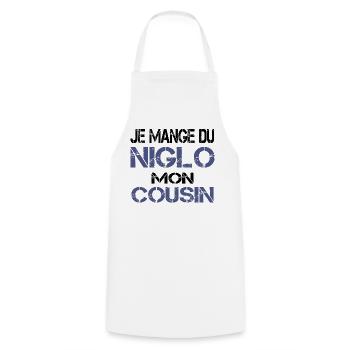 Je mange du Niglo - Tablier de cuisine - blanc - Devant - AI Model Male 185 dark (185cm)