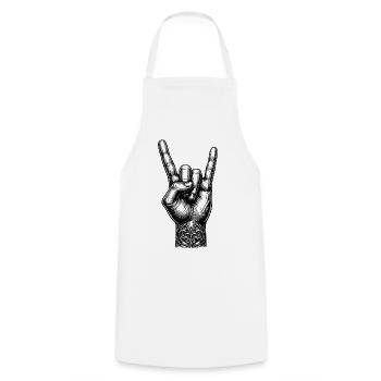 Rock on Hand with Devils Horns - Cooking Apron - white - Front - AI Model Male 185 dark (185cm)