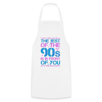 90er 90s Neunziger Jahre best of 90s - Kochschürze - Weiß - Vorne - AI Model Male 185 dark (185cm)