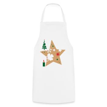 Weihnachtstern Tannenbaum - Kochschürze - Weiß - Vorne - AI Model Male 185 dark (185cm)