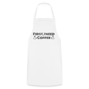 Zuerst brauche ich Kaffee - Kochschürze - Weiß - Vorne - AI Model Male 185 dark (185cm)