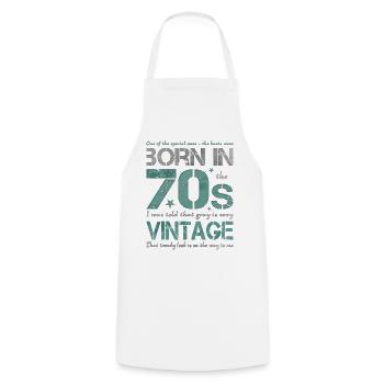 70s die Siebziger Jahre 70's 70er - Kochschürze - Weiß - Vorne - AI Model Male 185 dark (185cm)