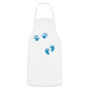 Pregnancy footprint hand boy baby belly - Cooking Apron - white - Front - AI Model Male 185 dark (185cm)