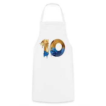 NON. 10 NUMÉRO 10 COOL 10E ANNIVERSAIRE - Tablier de cuisine - blanc - Devant - AI Model Male 185 dark (185cm)