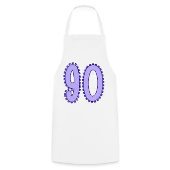90. 90 ANS. 90e ANNIVERSAIRE. ANNIVERSAIRE 90 ANS. - Tablier de cuisine - blanc - Devant - AI Model Male 185 dark (185cm)