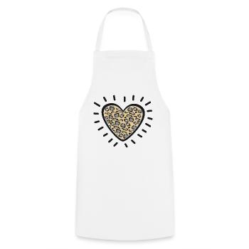 Leopard Heart Burst - Cooking Apron - white - Front - AI Model Male 185 dark (185cm)