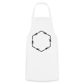 Stacheldraht 6 Eck Hexagon - Geschenkidee Tattoo - Kochschürze - Weiß - Vorne - AI Model Male 185 dark (185cm)