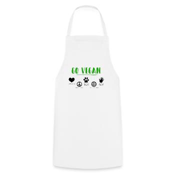 GO VEGAN - Kochschürze - Weiß - Vorne - AI Model Male 185 dark (185cm)