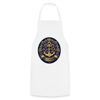 Skipper Logo - Kochschürze - Weiß - Vorne - AI Model Male 185 dark (185cm)