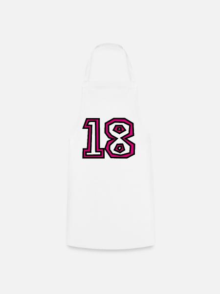 18. 18 ANS. 18e ANNIVERSAIRE. ANNIVERSAIRE 18 ANS. - Tablier de cuisine - blanc