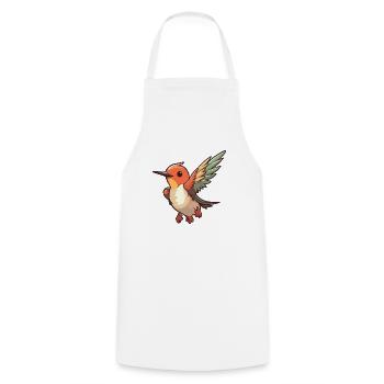 Kolibri-Karikatur-Kawaii-Aquarellillustration - Kochschürze - Weiß - Vorne - AI Model Male 185 dark (185cm)