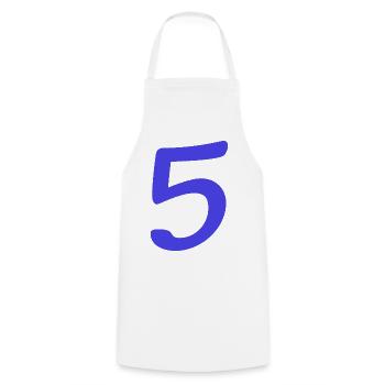 5. 5 JAHRE. 5-JÄHRIGES JUBILÄUM. 5-JÄHRIGES JUBILÄUM. 5. - Kochschürze - Weiß - Vorne - AI Model Male 185 dark (185cm)