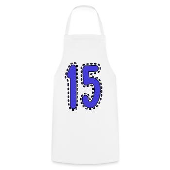 15. 15 ANS. 15e ANNIVERSAIRE. ANNIVERSAIRE 15 ANS. - Tablier de cuisine - blanc - Devant - AI Model Male 185 dark (185cm)
