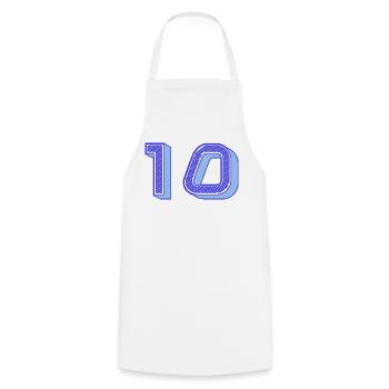 10. 10 ANS. 10e ANNIVERSAIRE. ANNIVERSAIRE 10 ANS. - Tablier de cuisine - blanc - Devant - AI Model Male 185 dark (185cm)