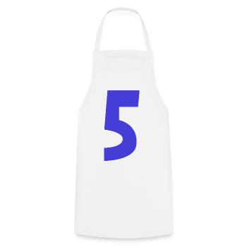 5. 5 JAHRE. 5-JÄHRIGES JUBILÄUM. 5-JÄHRIGES JUBILÄUM. 5 - Kochschürze - Weiß - Vorne - AI Model Male 185 dark (185cm)