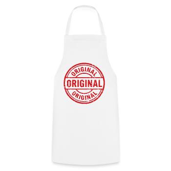 Ursprüngliches Grunge-Gummistempel-Abzeichen-Vektordesign - Kochschürze - Weiß - Vorne - AI Model Male 185 dark (185cm)