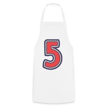 5. 5 ANS. 5e ANNIVERSAIRE. ANNIVERSAIRE 5 ANS - Tablier de cuisine - blanc - Devant - AI Model Male 185 dark (185cm)
