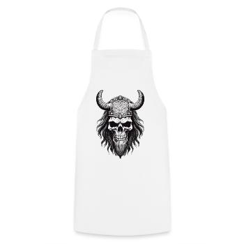 Mystischer Draugr Wikinger Schädel - Kochschürze - Weiß - Vorne - AI Model Male 185 dark (185cm)