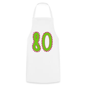80. 80 ANS. 80e ANNIVERSAIRE. ANNIVERSAIRE 80 ANS. - Tablier de cuisine - blanc - Devant - AI Model Male 185 dark (185cm)