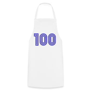 100. 100 YEARS. 100th ANNIVERSARY. BIRTHDAY 100 - Cooking Apron - white - Front - AI Model Male 185 dark (185cm)