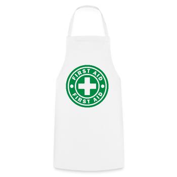 First Aid Medical Cross Sicherheitssymbol Vektor-Symbol - Kochschürze - Weiß - Vorne - AI Model Male 185 dark (185cm)