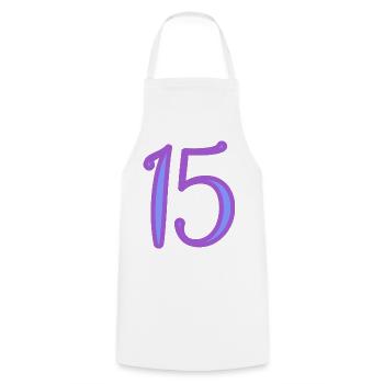 15. 15 ANS. 15e ANNIVERSAIRE. ANNIVERSAIRE 15 ANS. - Tablier de cuisine - blanc - Devant - AI Model Male 185 dark (185cm)