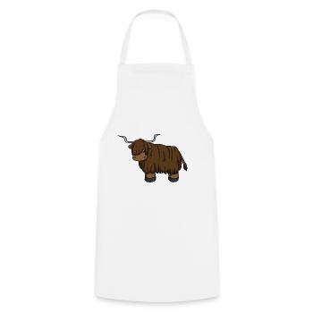 Scottish Highland Cattle - Kochschürze - Weiß - Vorne - AI Model Male 185 dark (185cm)