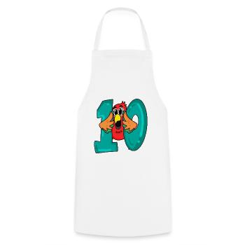 10 anniversaire - oiseau perroquet avec le numéro 10 - Tablier de cuisine - blanc - Devant - AI Model Male 185 dark (185cm)