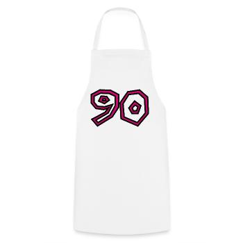 90. 90 ANS. 90e ANNIVERSAIRE. ANNIVERSAIRE 90 ANS. - Tablier de cuisine - blanc - Devant - AI Model Male 185 dark (185cm)