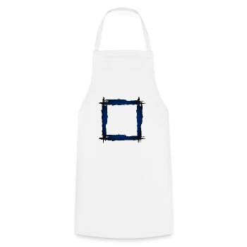 Quadrat Rahmen - Kochschürze - Weiß - Vorne - AI Model Male 185 dark (185cm)