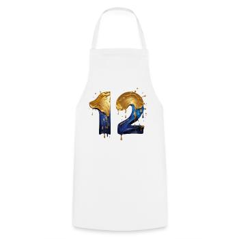 NON. 12 NUMÉRO 12 COOL 12E ANNIVERSAIRE - Tablier de cuisine - blanc - Devant - AI Model Male 185 dark (185cm)