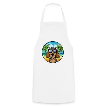 Black And Tan Coonhound Dog Breed Cartoon Beach - Cooking Apron - white - Front - AI Model Male 185 dark (185cm)