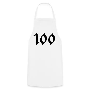 100. 100 YEARS. 100th ANNIVERSARY. BIRTHDAY 100 - Cooking Apron - white - Front - AI Model Male 185 dark (185cm)