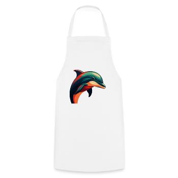 Delfin Cartoon Figur Buntes Haustier Tier - Kochschürze - Weiß - Vorne - AI Model Male 185 dark (185cm)