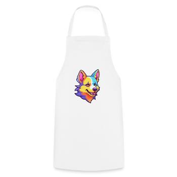Dingo Hunderasse Cartoon Kawaii Illustration - Kochschürze - Weiß - Vorne - AI Model Male 185 dark (185cm)