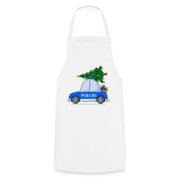 Polizeiauto Weihnachten - Kochschürze - Weiß - Vorne - AI Model Male 185 dark (185cm)