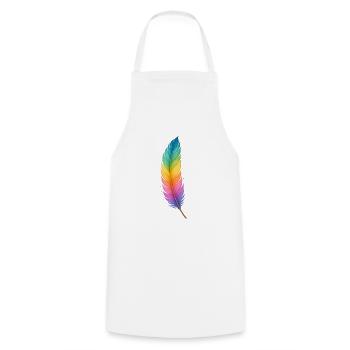 Colorful Feather – Sanfte Kraft in Regenbogenfarbe - Kochschürze - Weiß - Vorne - AI Model Male 185 dark (185cm)
